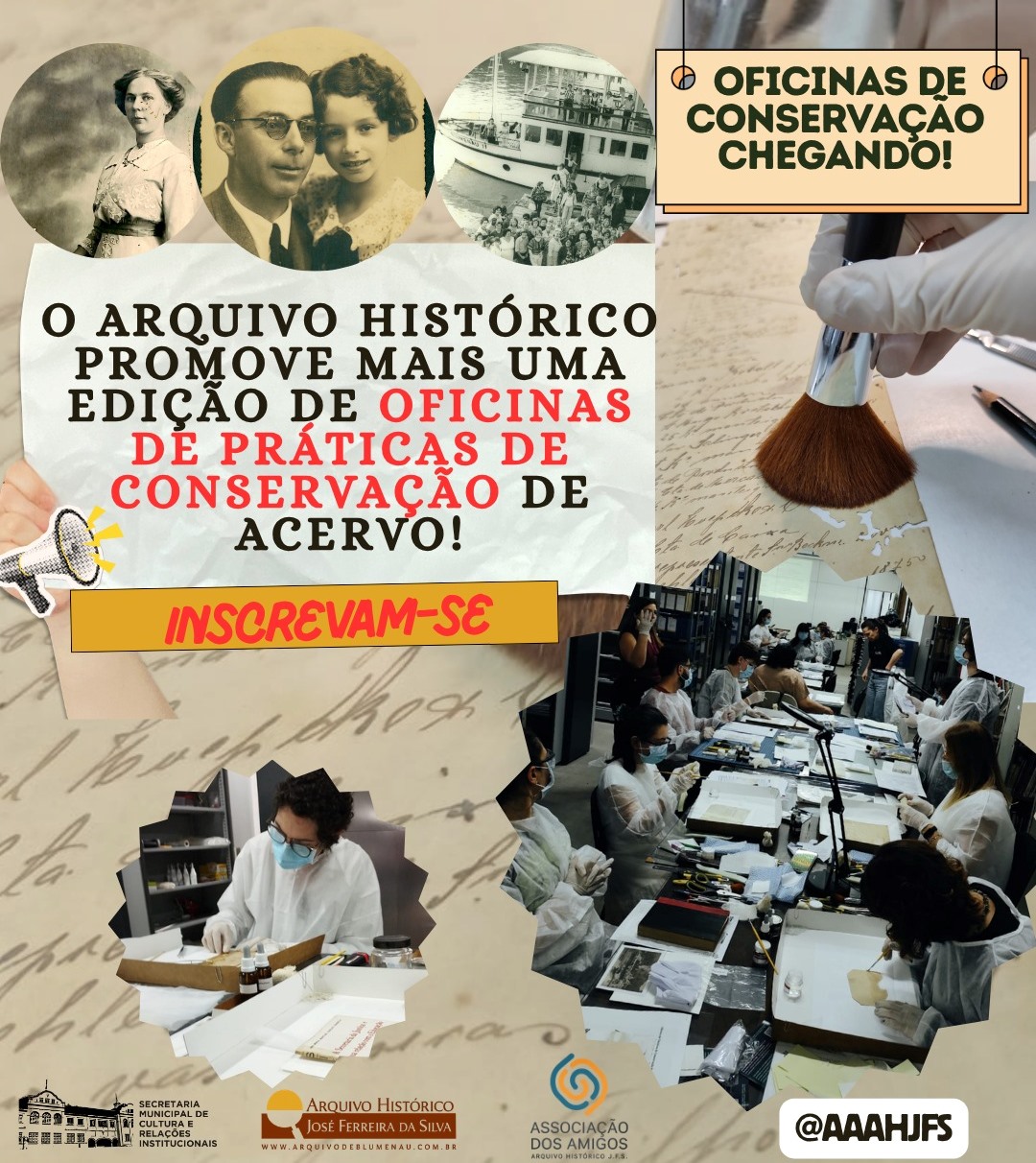 Arquivo Histórico abre inscrições para oficinas de conservação de documentos e fotografias
