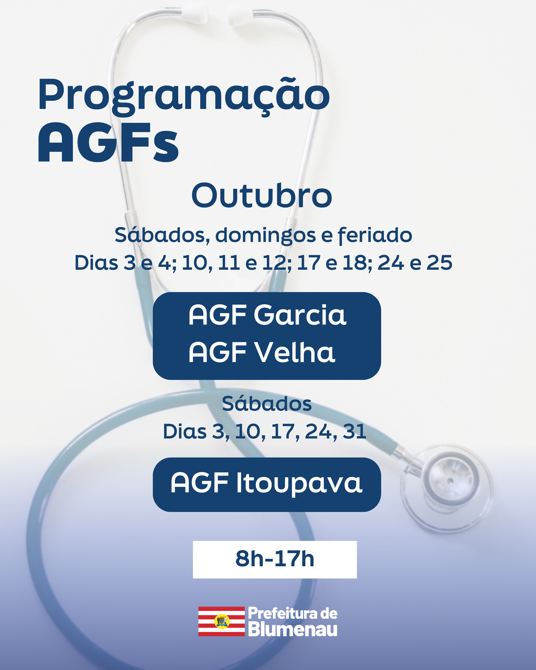 Confira o funcionamento dos AGFs durante os fins de semana de outubro