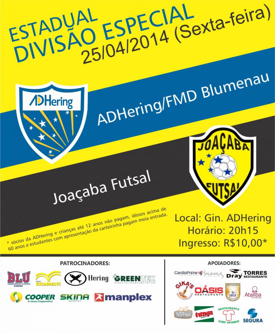 ADHering enfrenta o Joaçaba Futsal nesta sexta