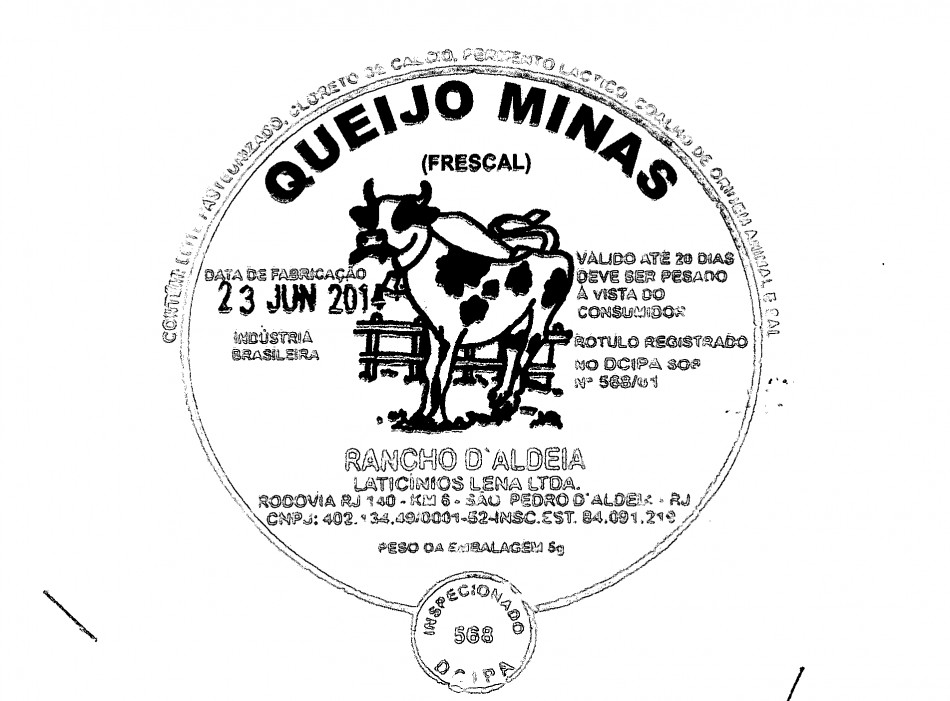 Proibida venda do Queijo Minas Frescal marca Rancho D' Aldeia 