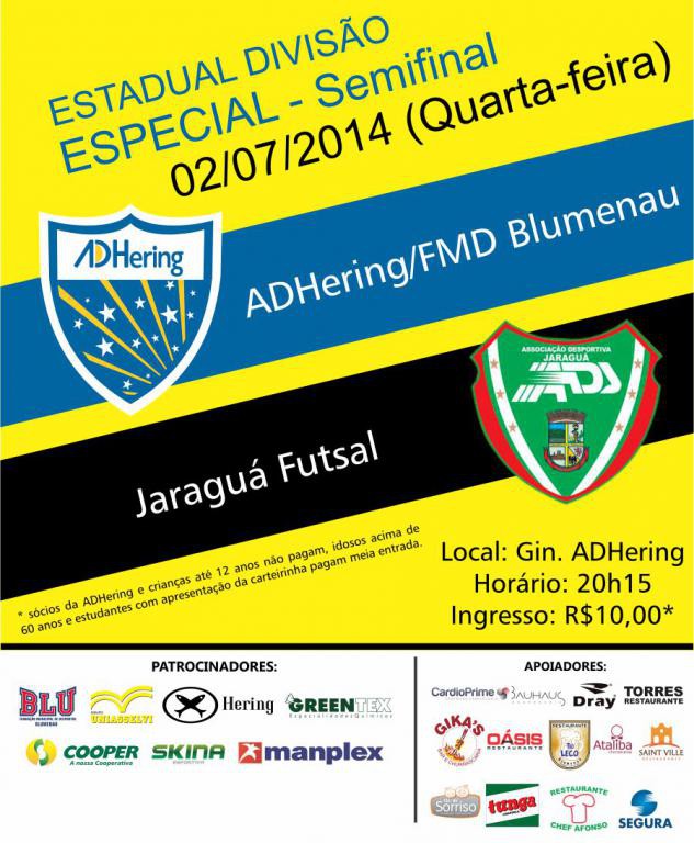 ADHering encara o Jaraguá Futsal na semifinal da Divisão Especial