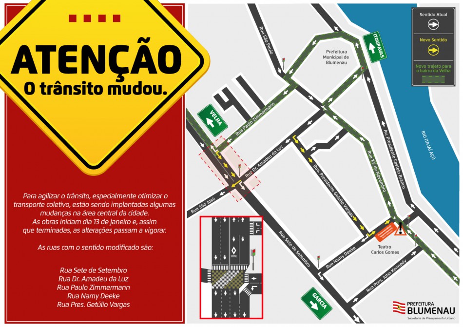 Mudanças no trânsito do centro entram em funcionamento segunda-feira