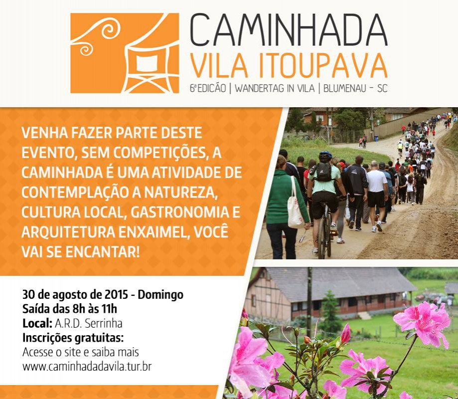 Inscrições para a Caminhada da Vila Itoupava encerram no dia 28