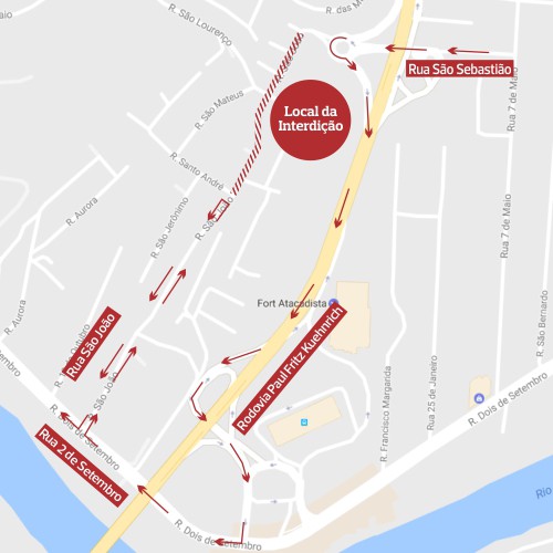 Obras na Rua São João modificam trânsito e itinerário da linha 604
