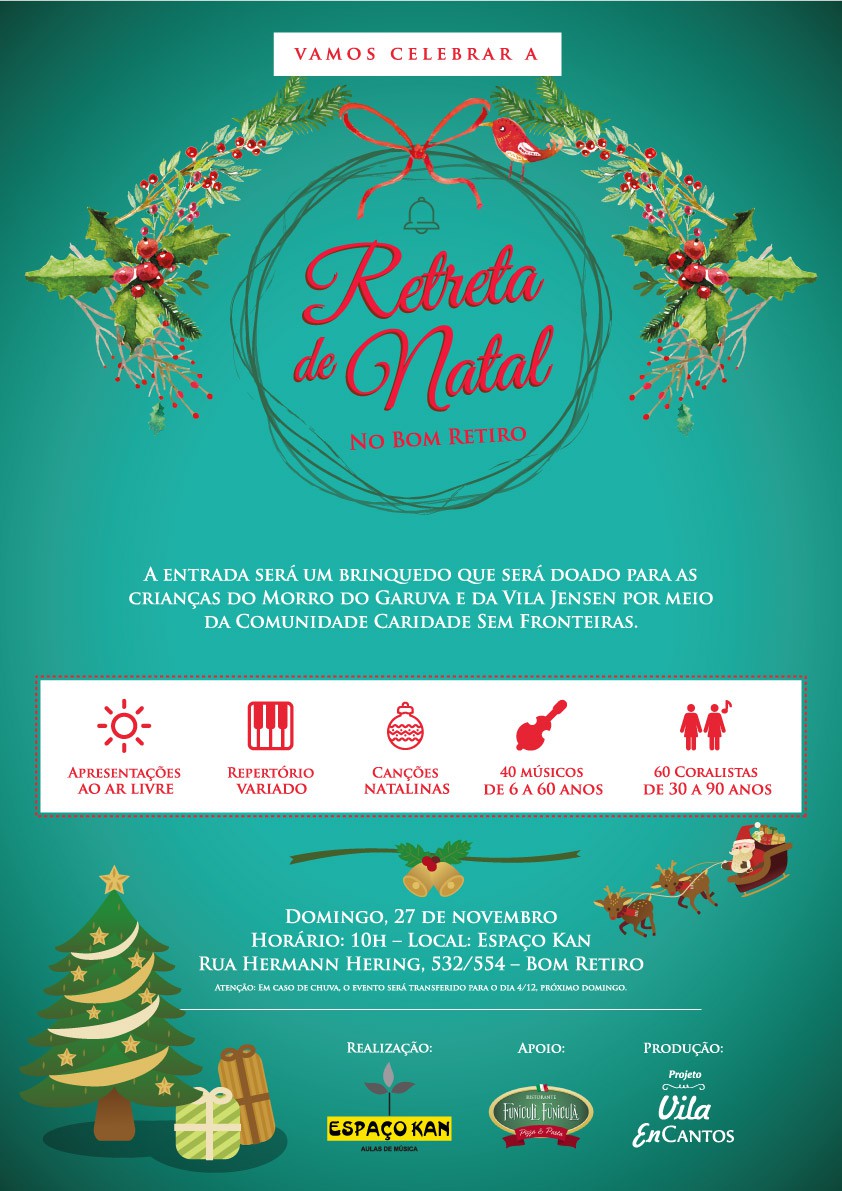 Retreta de Natal é atração no Bom Retiro neste domingo