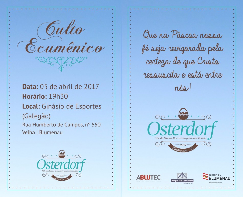 Culto Ecumênico de Páscoa será nesta quarta-feira, dia 5