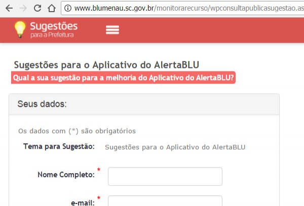 Prefeitura de Blumenau ouve população para melhorar o APP Alertablu