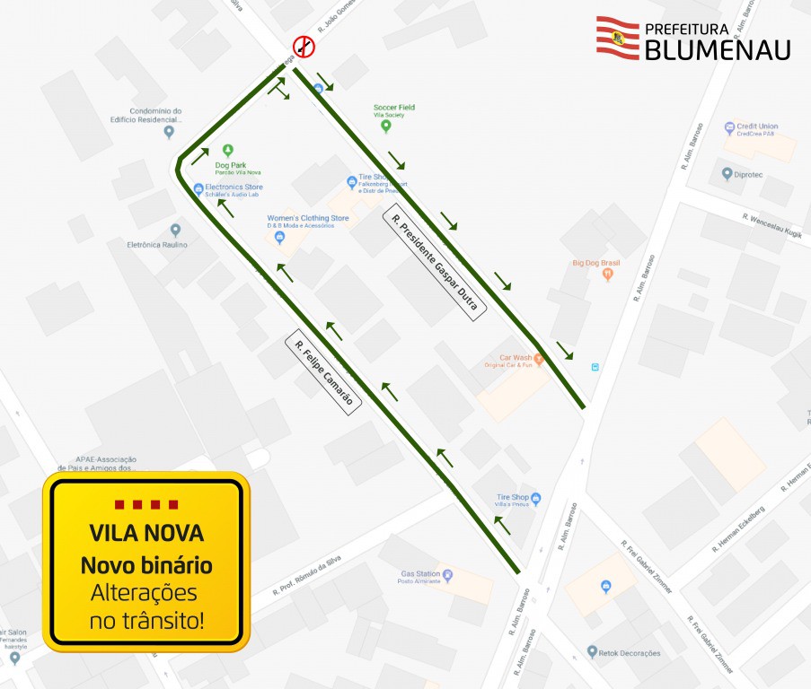 Duas vias na Vila Nova terão sentido único a partir de quinta-feira