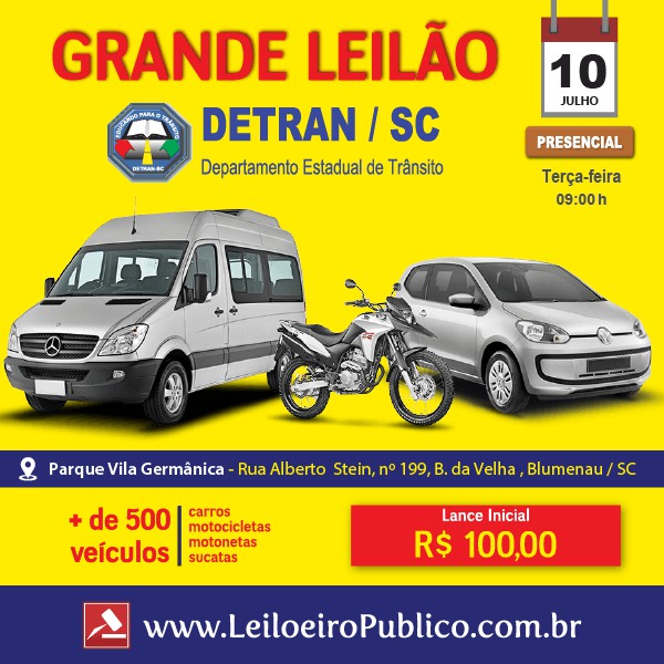 Blumenau participa de leilão de veículos e sucatas do Detran