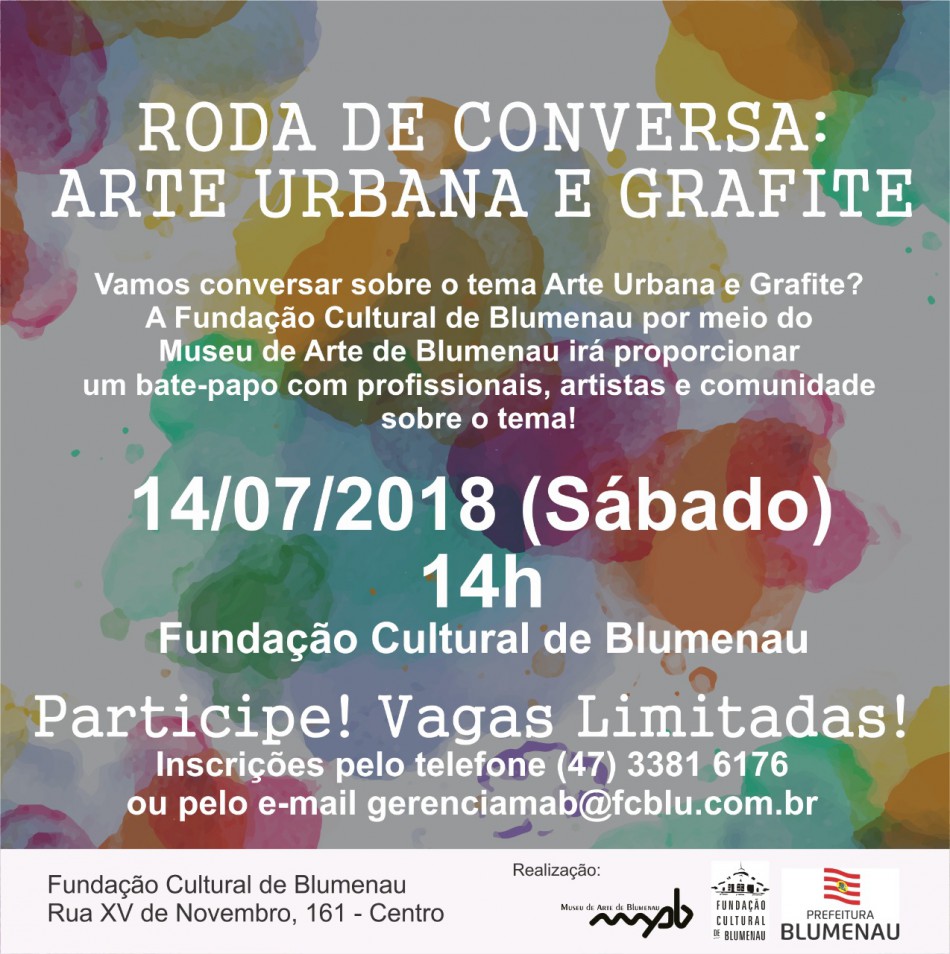 FCBlu recebe inscrições para roda de conversa sobre arte urbana e grafite