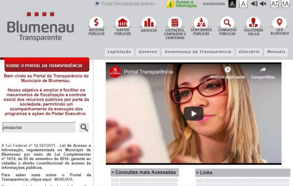 Blumenau recebe nota 9,2 em avaliação nacional sobre transparência