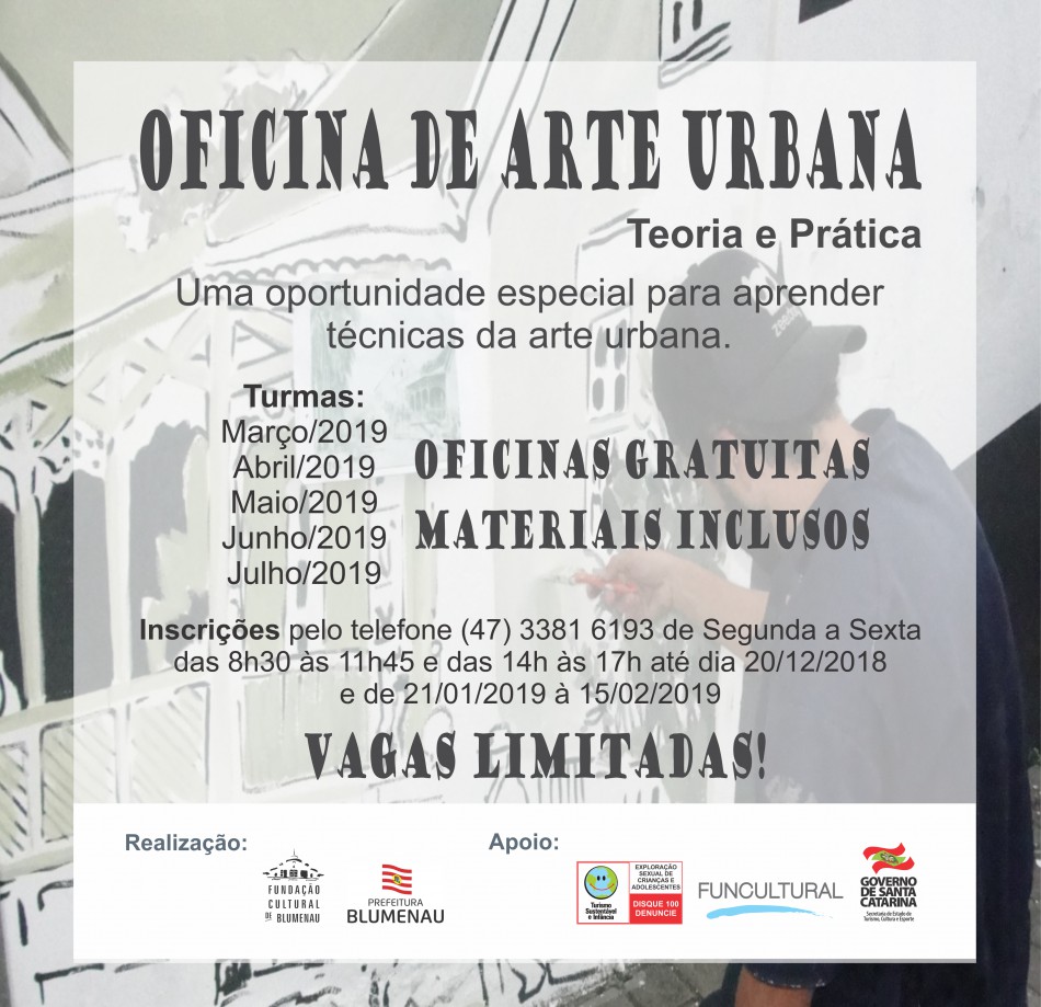 Fundação Cultural oferece oficinas gratuitas de arte urbana