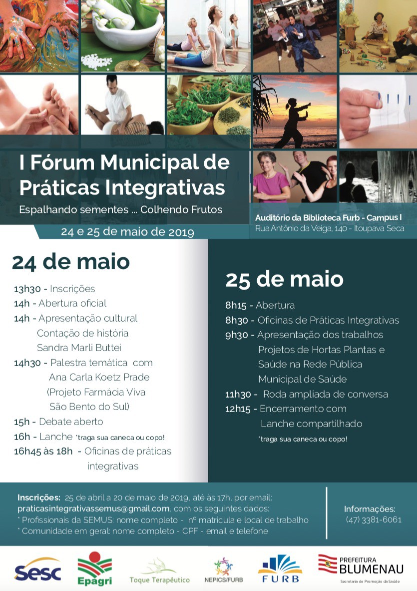 Inscrições para Fórum de Práticas Integrativas encerram na segunda, dia 20