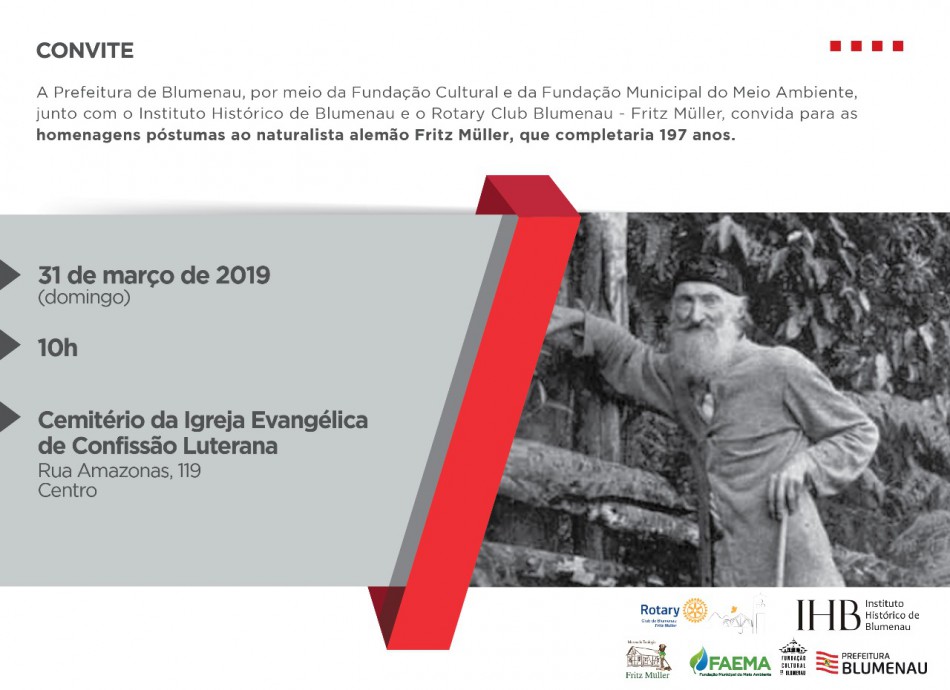 Homenagens a Fritz Muller marcam este domingo, dia 31