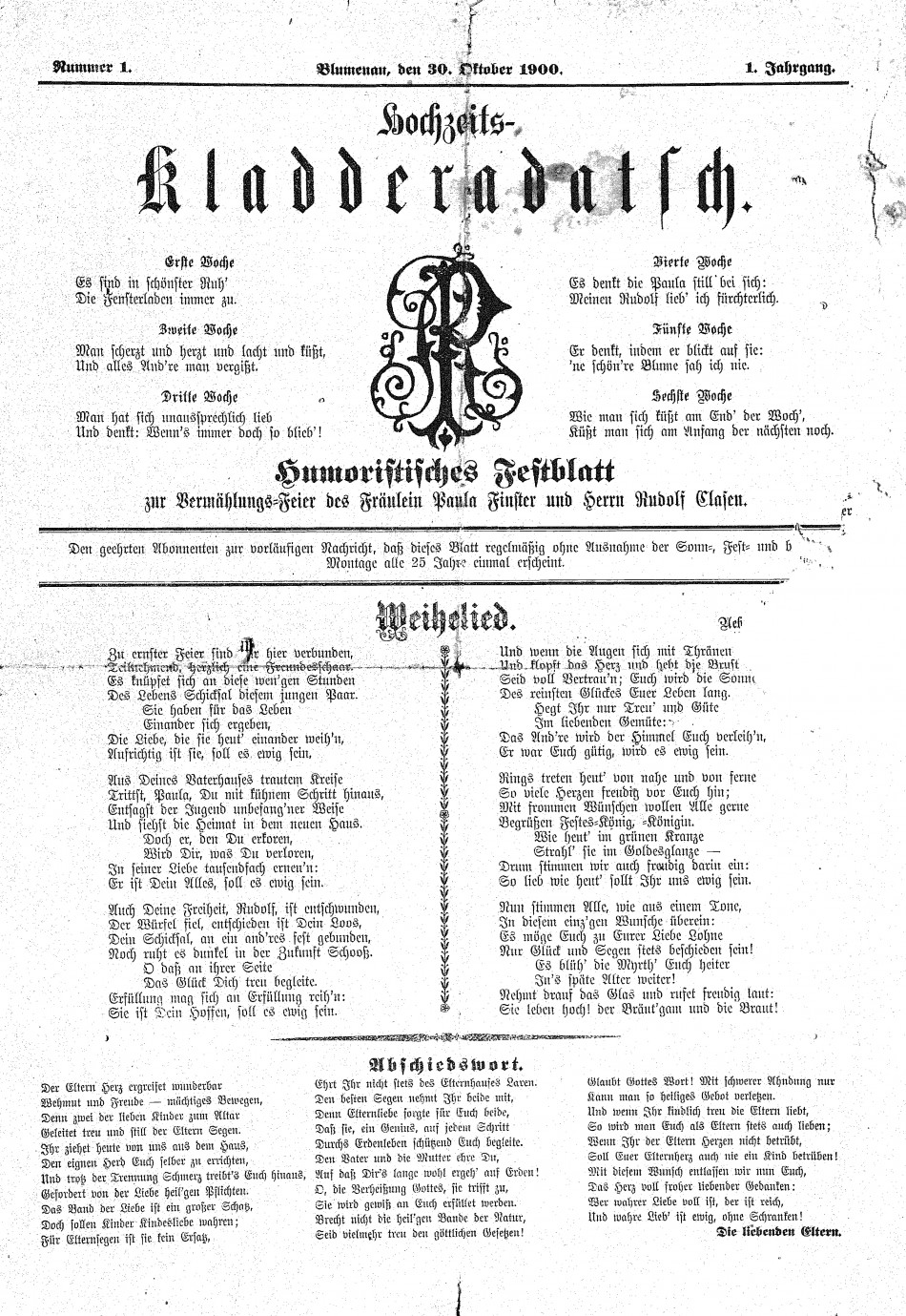 Memória Digital: jornais de casamento em 1900