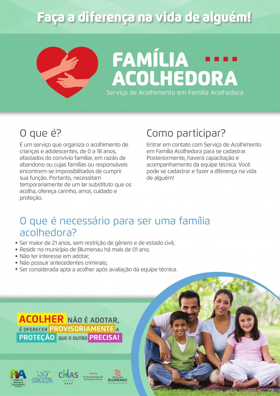 Encontro sobre Família Acolhedora será nesta quinta-feira