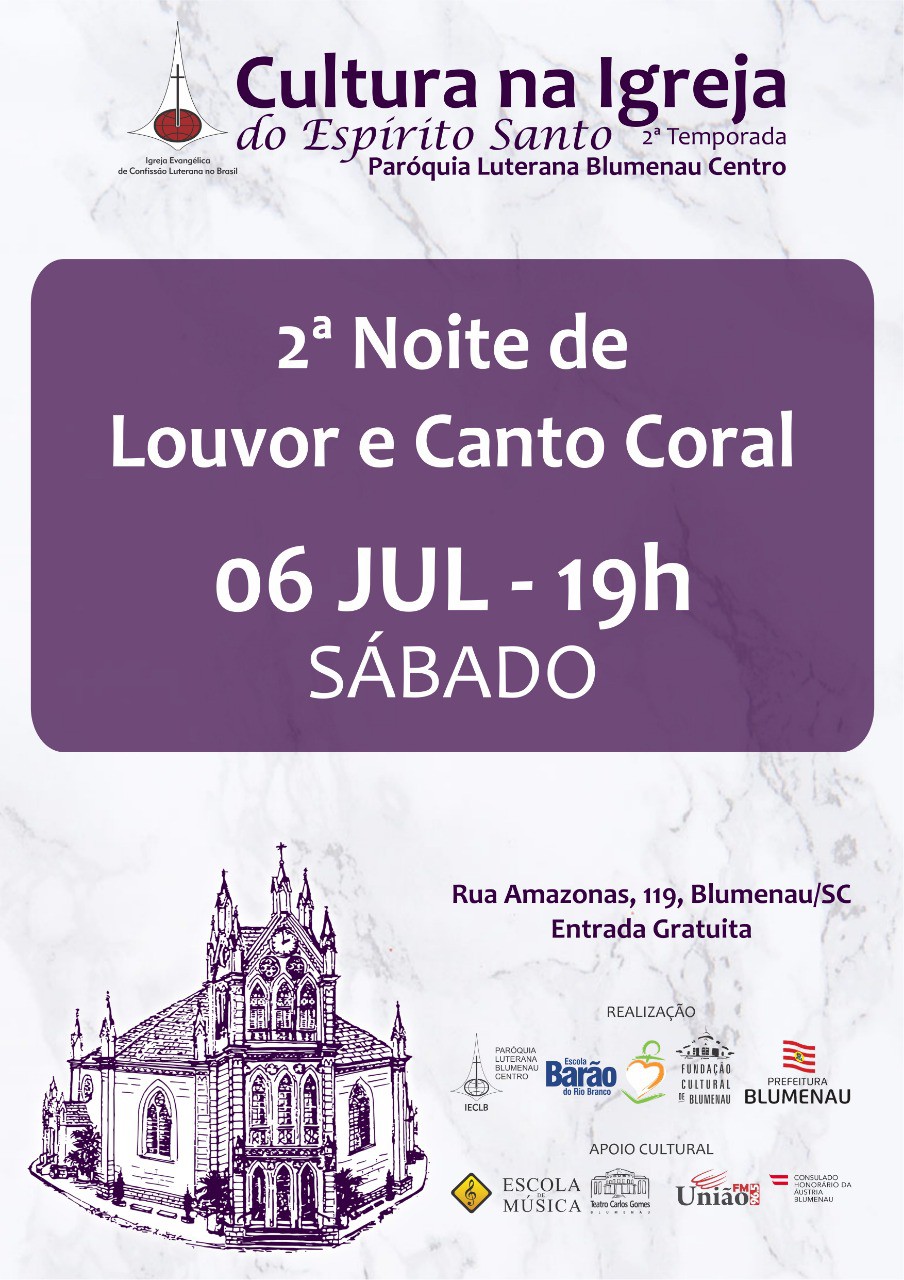 Cultura na Igreja terá Noite de Louvor e Canto Coral