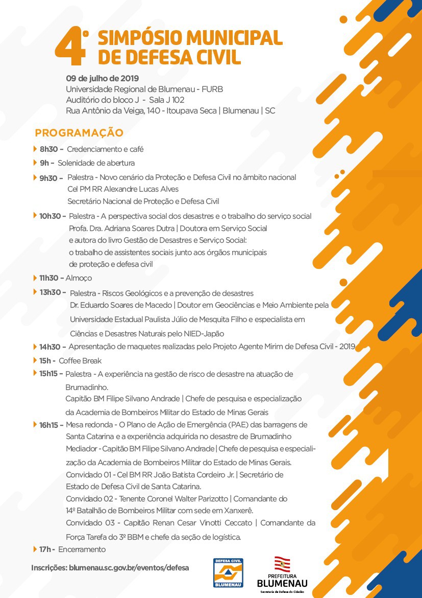 Simpósio Municipal de Defesa Civil segue com inscrições abertas