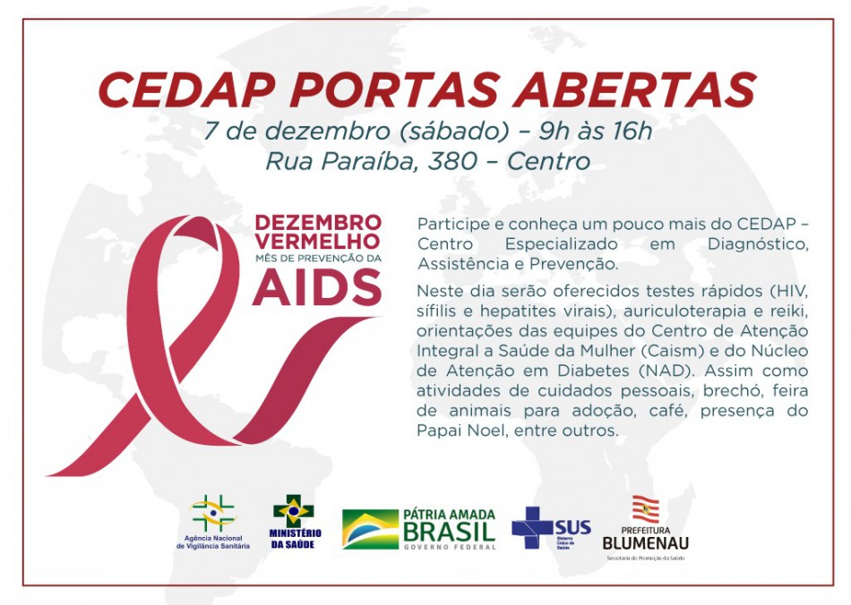 Dezembro vermelho terá ação Portas Abertas no Cedap no sábado, dia 7