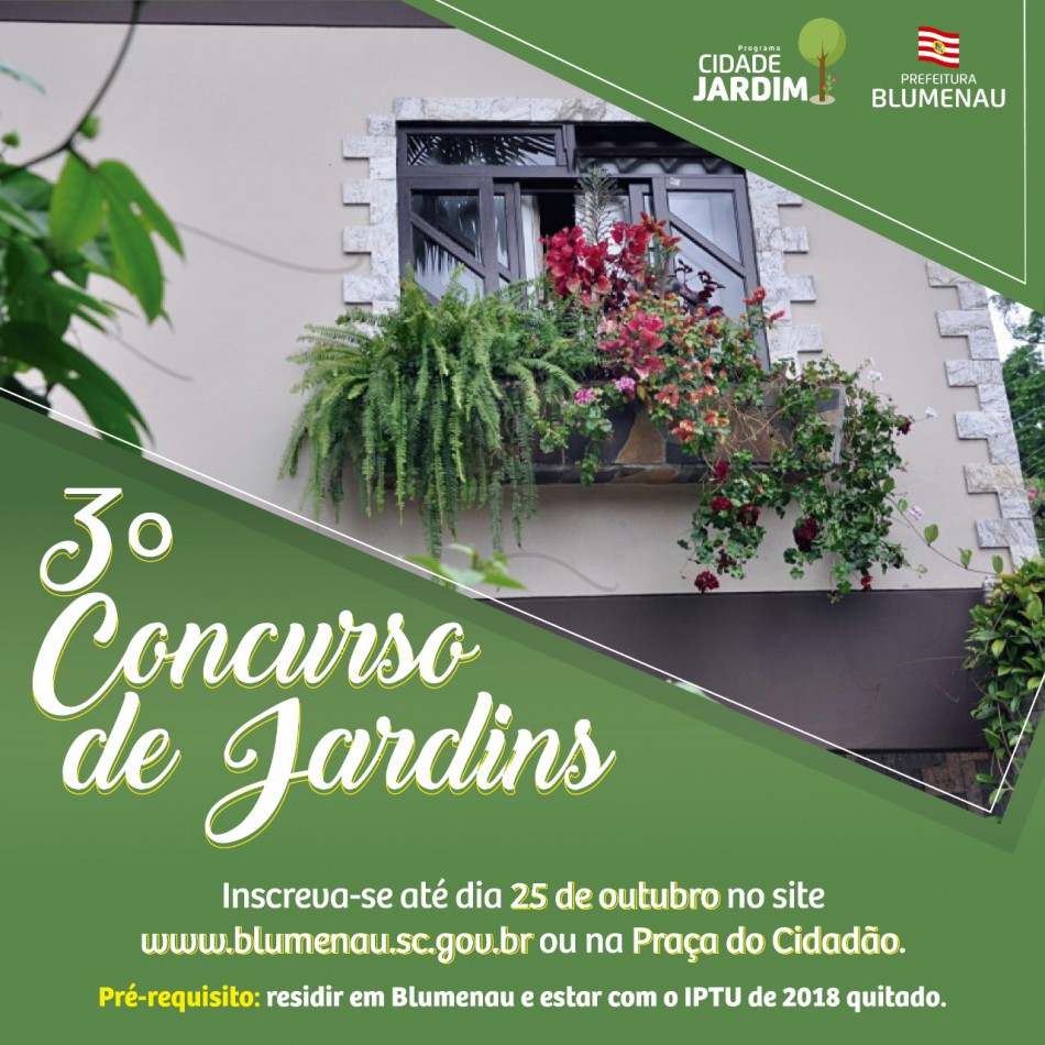 Prefeitura estende prazo para inscrições no Concurso de Jardins 