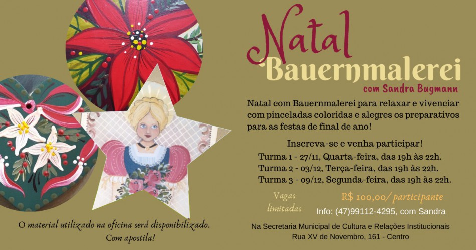Oficina Natal com Bauernmalerei recebe inscrições