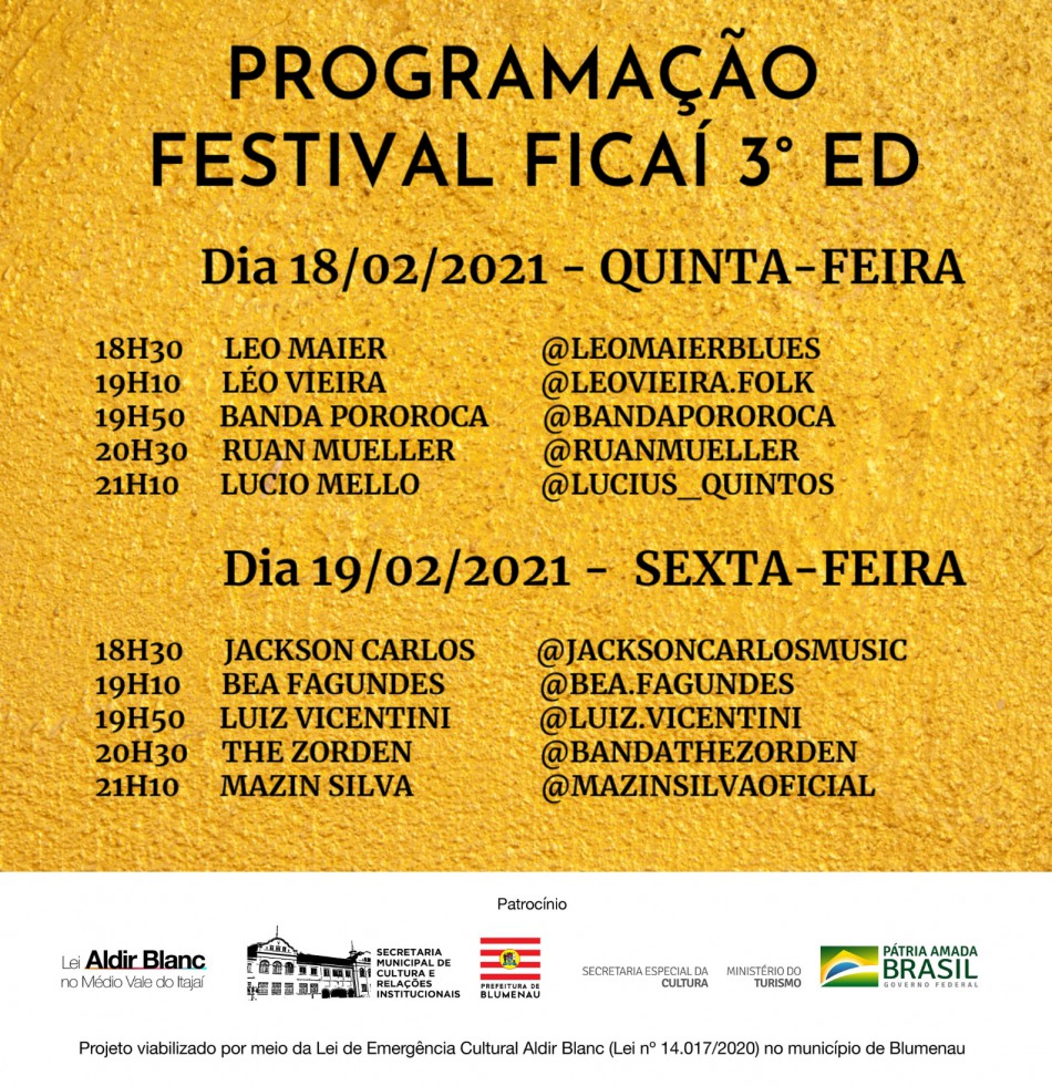 Festival de música on-line Ficaí chega à terceira edição