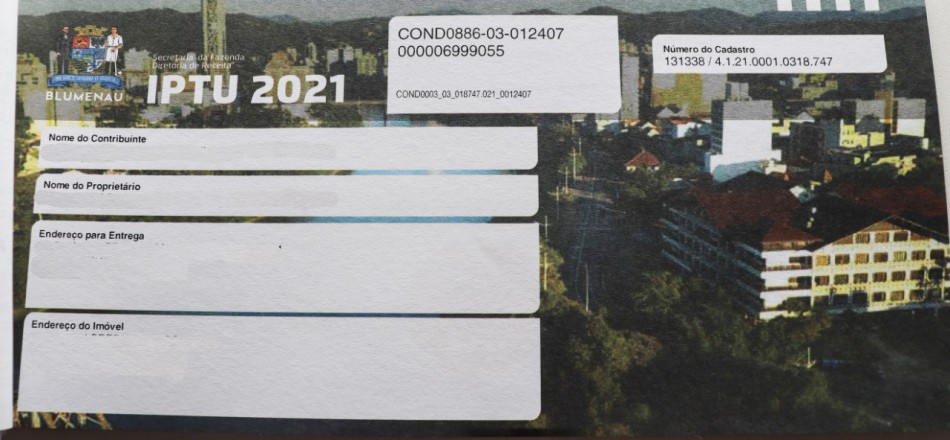 Contribuintes ao pagarem o IPTU podem ajudar projetos sociais em Blumenau