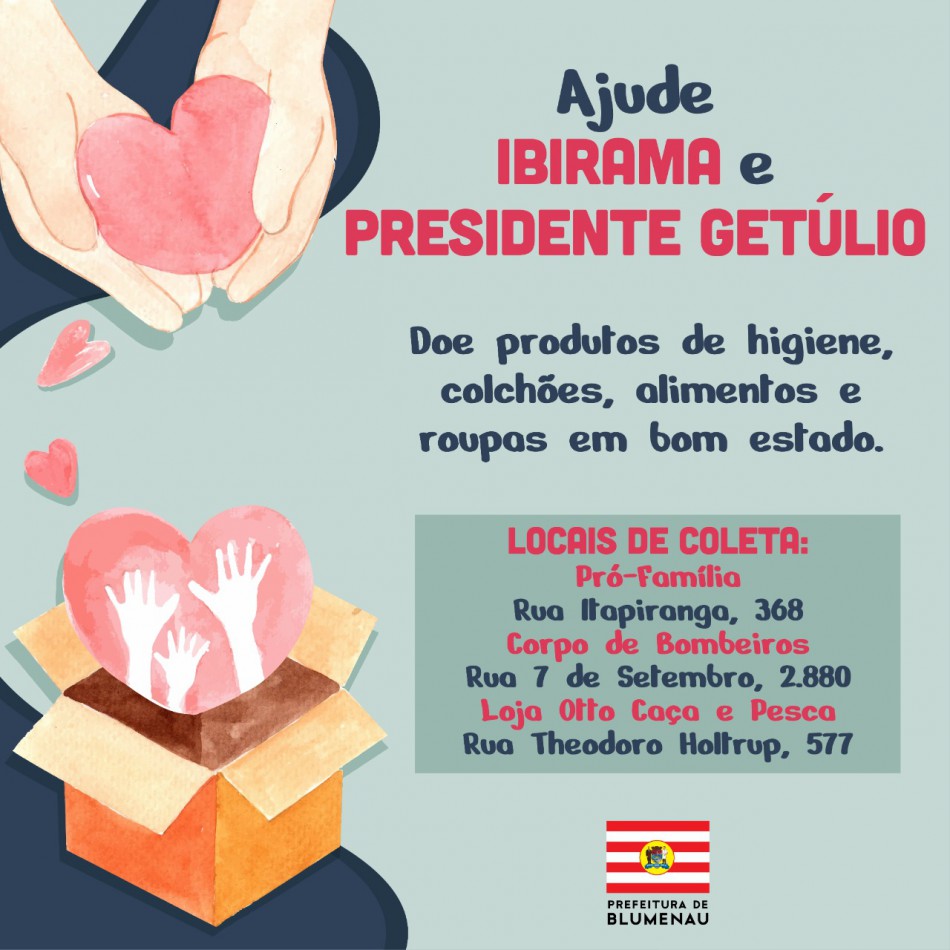 Prefeitura faz campanha de arrecadação de donativos para Presidente Getúlio e Ibirama