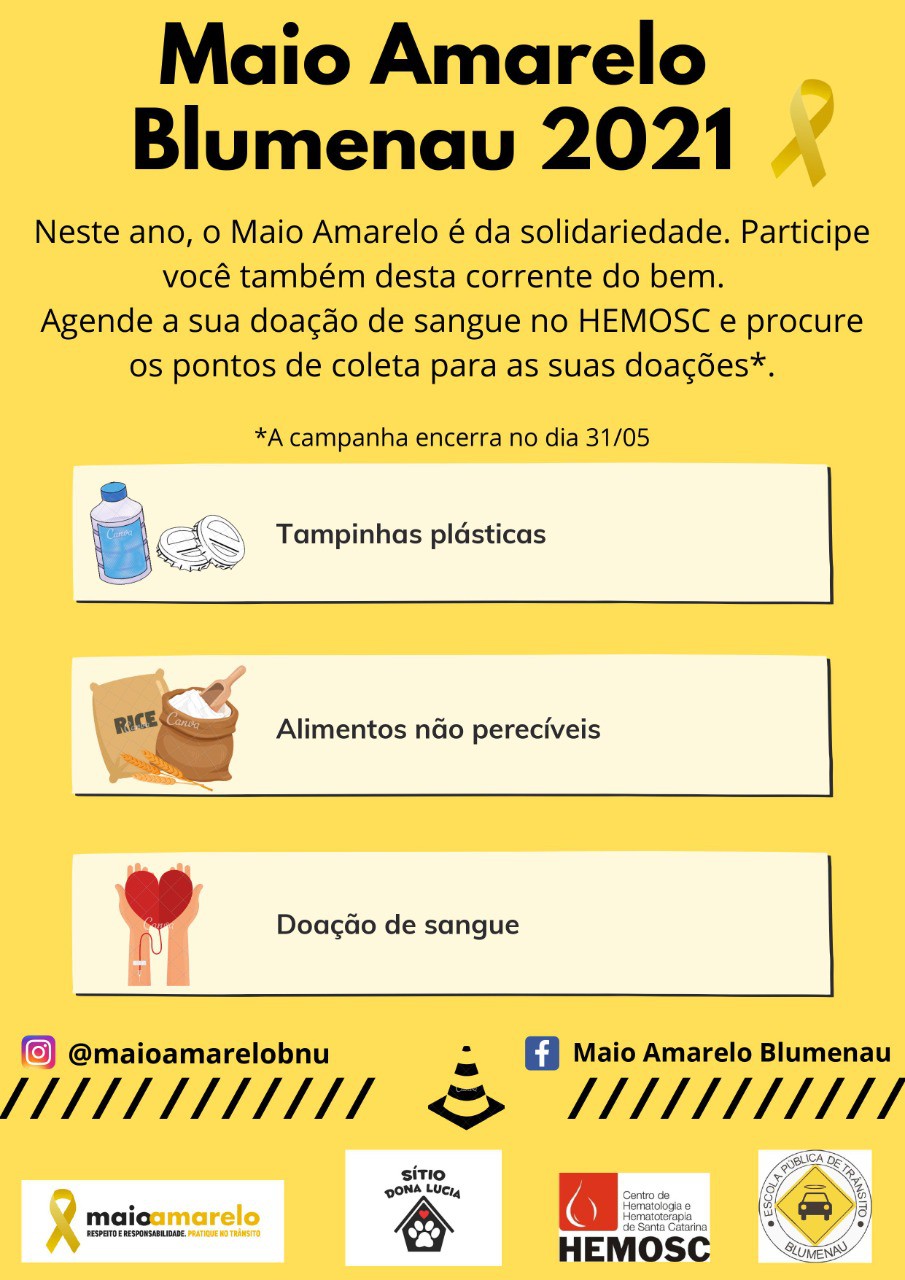 Programação do Maio Amarelo conta com campanha solidária 