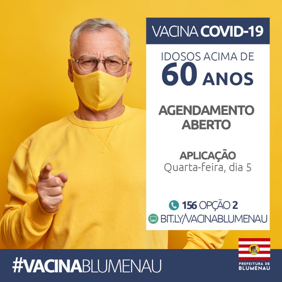 Prefeitura reabriu agendamento para vacinação contra Covid-19 em idosos acima dos 60 anos