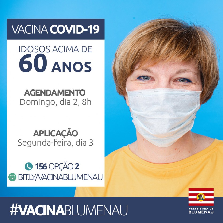 Prefeitura abre agendamento para vacinação contra Covid-19 em idosos acima dos 60 anos