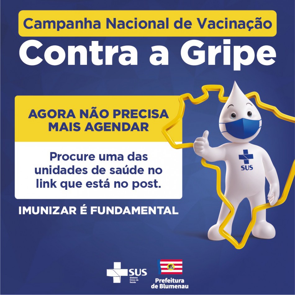 Vacinação contra Influenza continua sem necessidade de agendamento em Blumenau