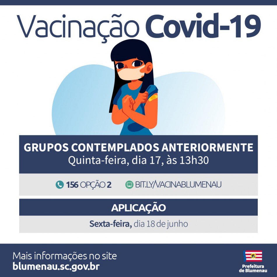 Prefeitura de Blumenau reabre agenda de vacinação contra a Covid-19 para pessoas acima dos 52 anos