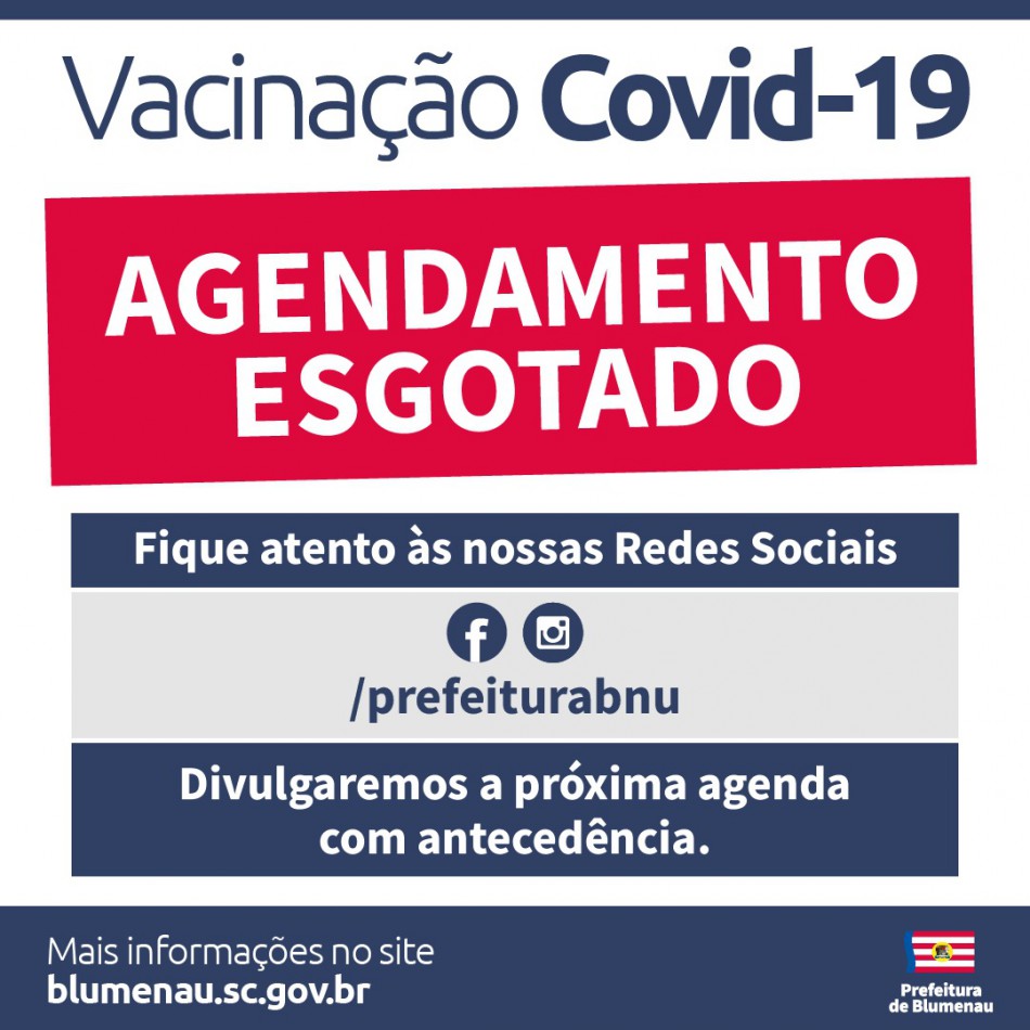 Vagas de vacinação contra a Covid-19 para quarta-feira, dia 30, são preenchidas em Blumenau