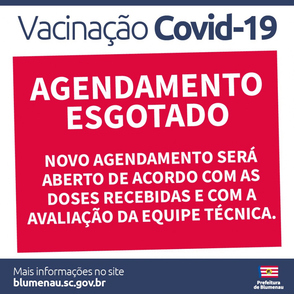 Vagas de vacinação contra a Covid-19 para terça-feira, dia 6, são preenchidas em Blumenau