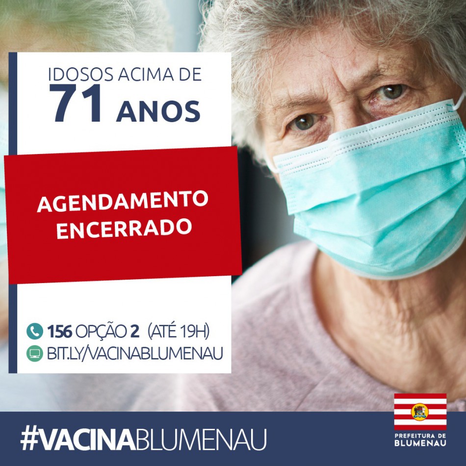 Agendamento da vacinação contra Covid-19 para idosos com 71 anos ou mais encerra após vagas serem preenchidas