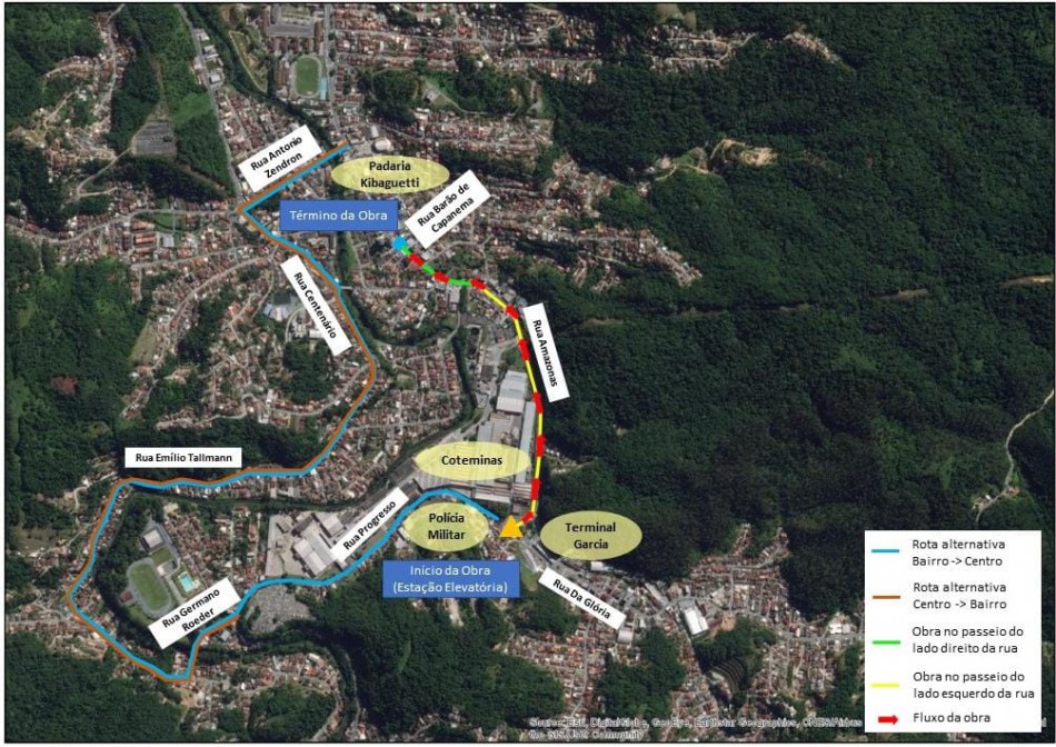 Obra de esgoto no sábado interdita temporariamente dois acessos à Rua Amazonas no Garcia