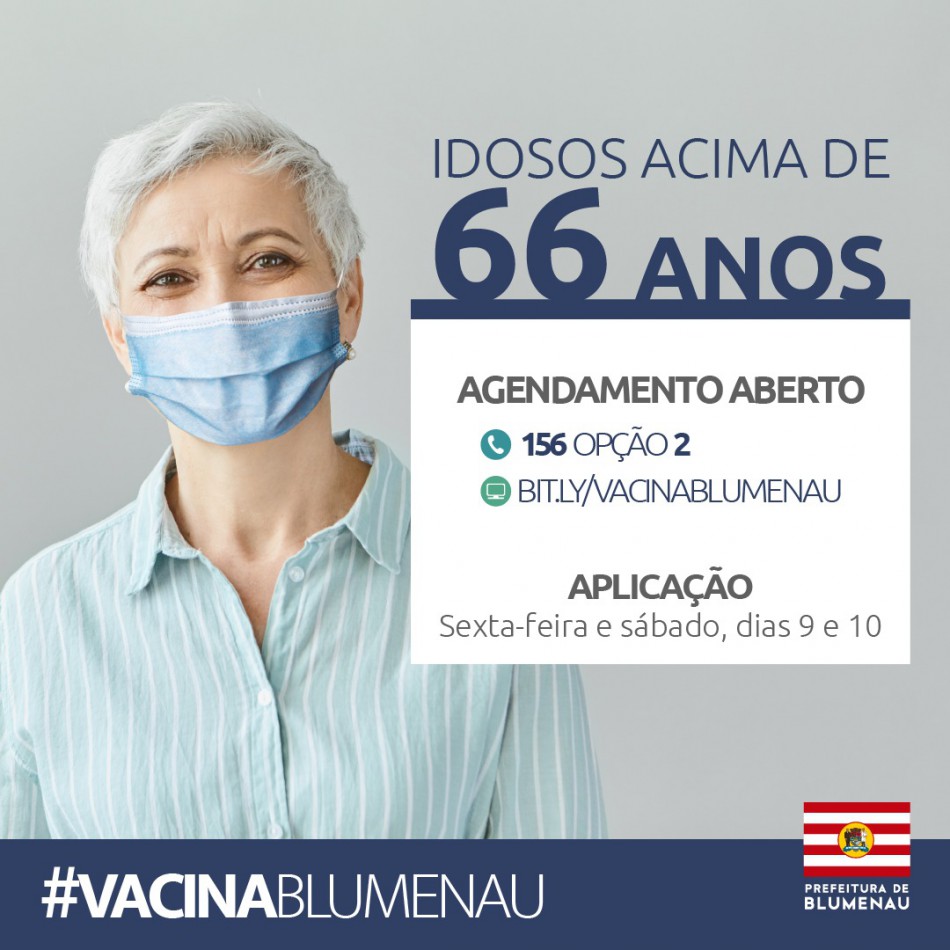 Prefeitura abre agendamento para vacinação contra Covid-19 em idosos acima dos 66 anos