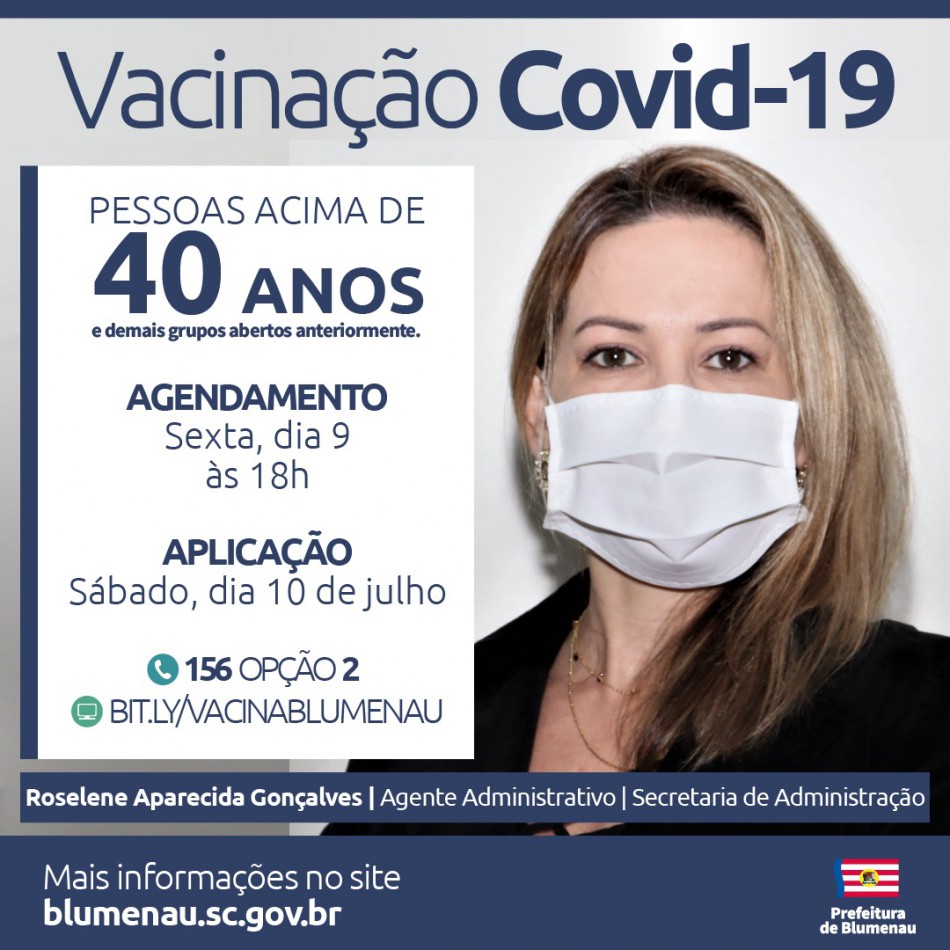 Blumenau reabre vacinação contra a Covid-19 para pessoas acima dos 40 anos e trabalhadores da indústria