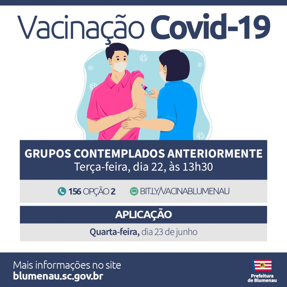 Blumenau abre agenda de vacinação contra a Covid-19 para quarta-feira, 23