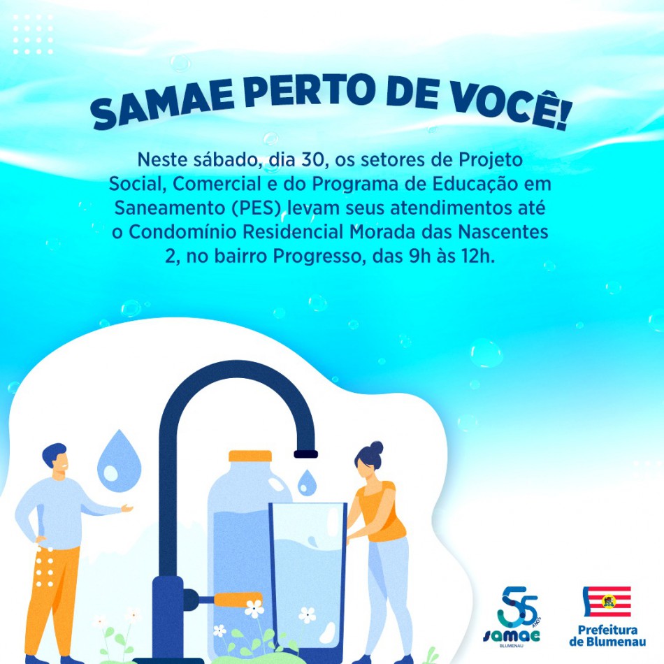 Projeto "Samae perto de você" leva atendimento para o bairro Progresso neste sábado