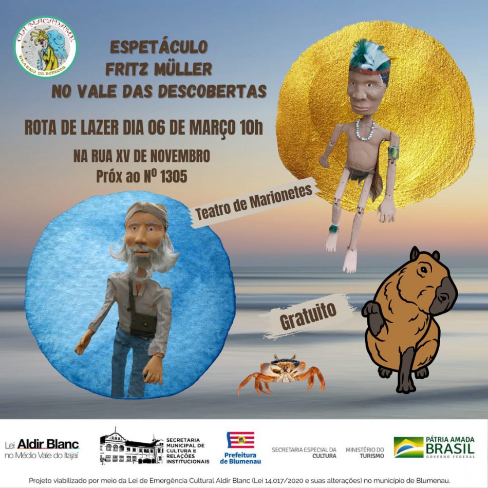 Rota de Lazer terá o espetáculo Fritz Müller no Vale das Descobertas