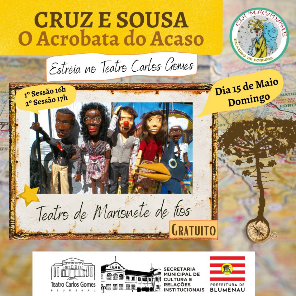 Cia. Macadame apresenta o espetáculo Cruz e Sousa, o Acrobata do Acaso