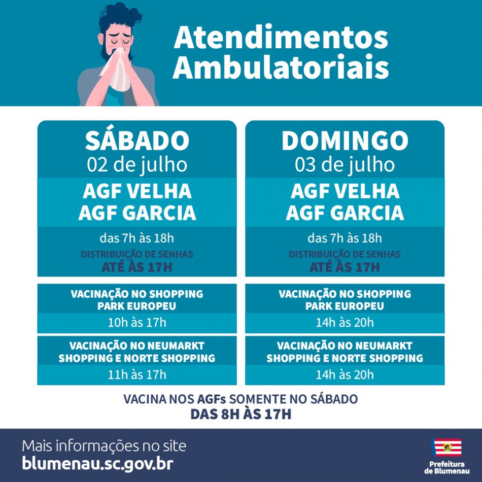 Ambulatórios Gerais da Família Velha e Garcia fazem atendimento no fim de semana