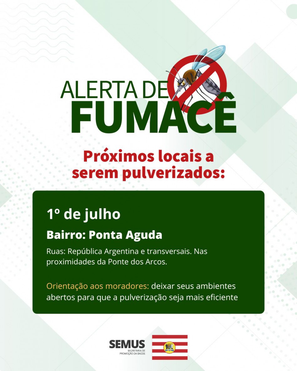 Combate à dengue: alerta de fumacê