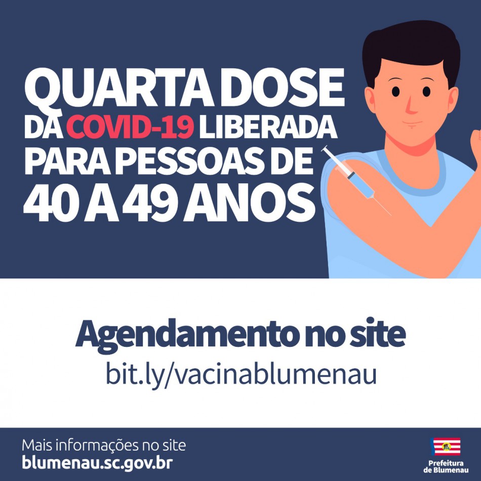 Covid-19: Blumenau disponibiliza agendamento da segunda dose de reforço para pessoas de 40 a 49 anos