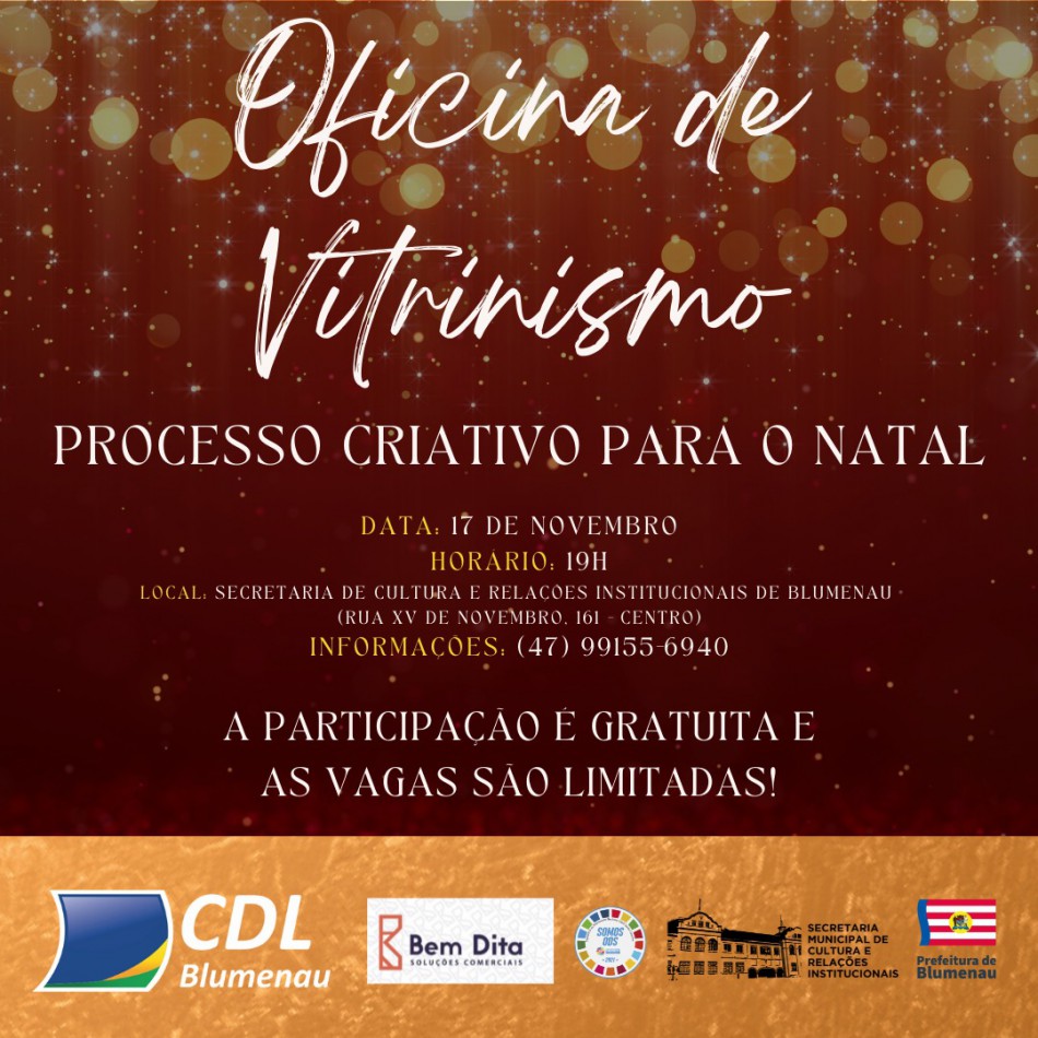 Oficina de Vitrinismo será realizada na SMC nesta quarta, dia 17