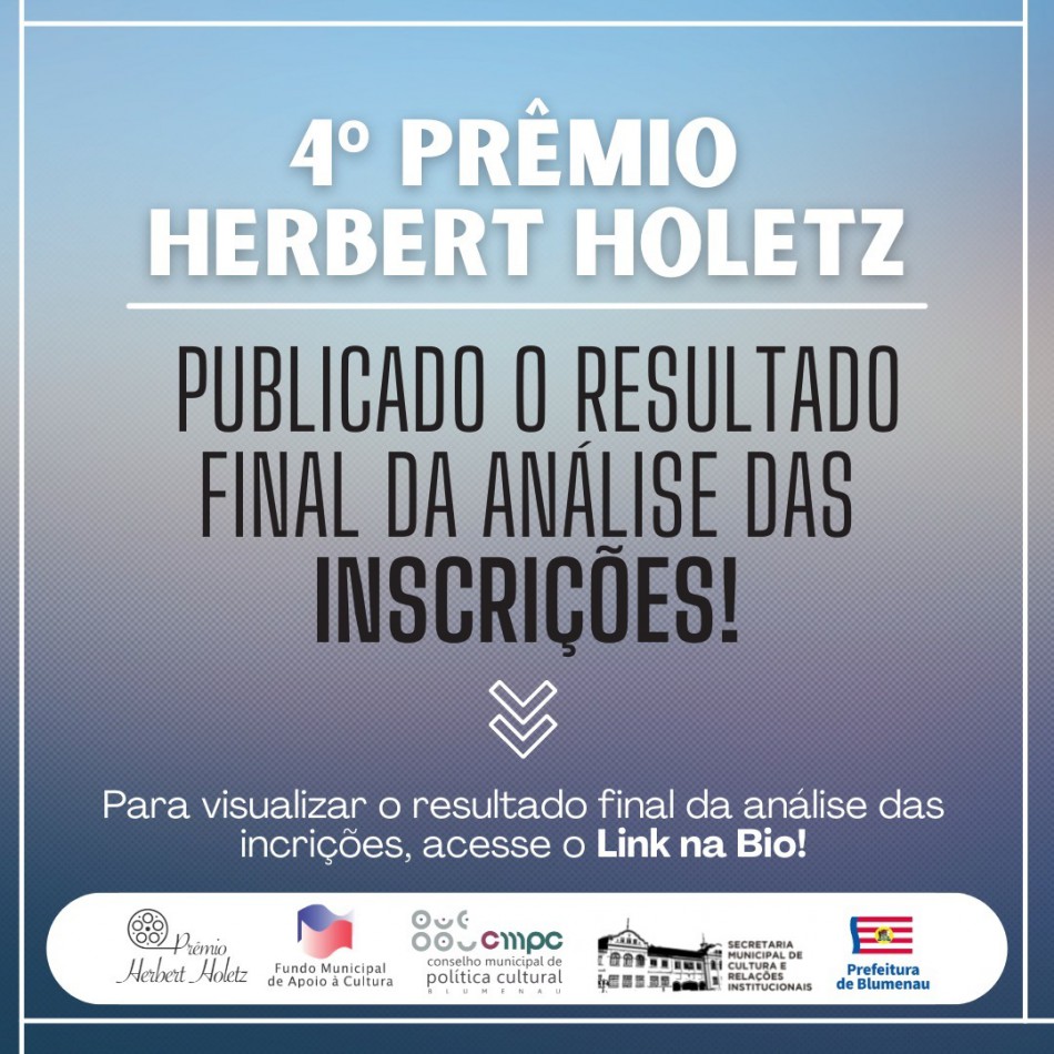 Cultura divulga classificados ao 4º Prêmio Herbert Holetz