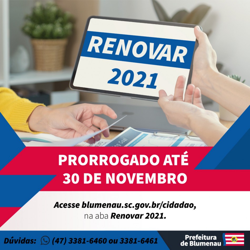Renovar 2021 é prorrogado até novembro