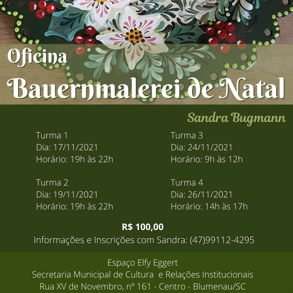 O Natal é o tema da Oficina de Pintura Bauernmalerei